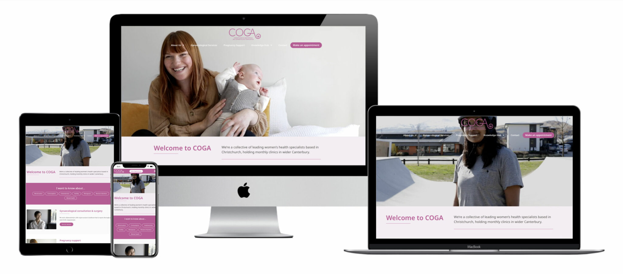 COGA Christchurch Obstetrics and Gynaecology Associates website screenshot