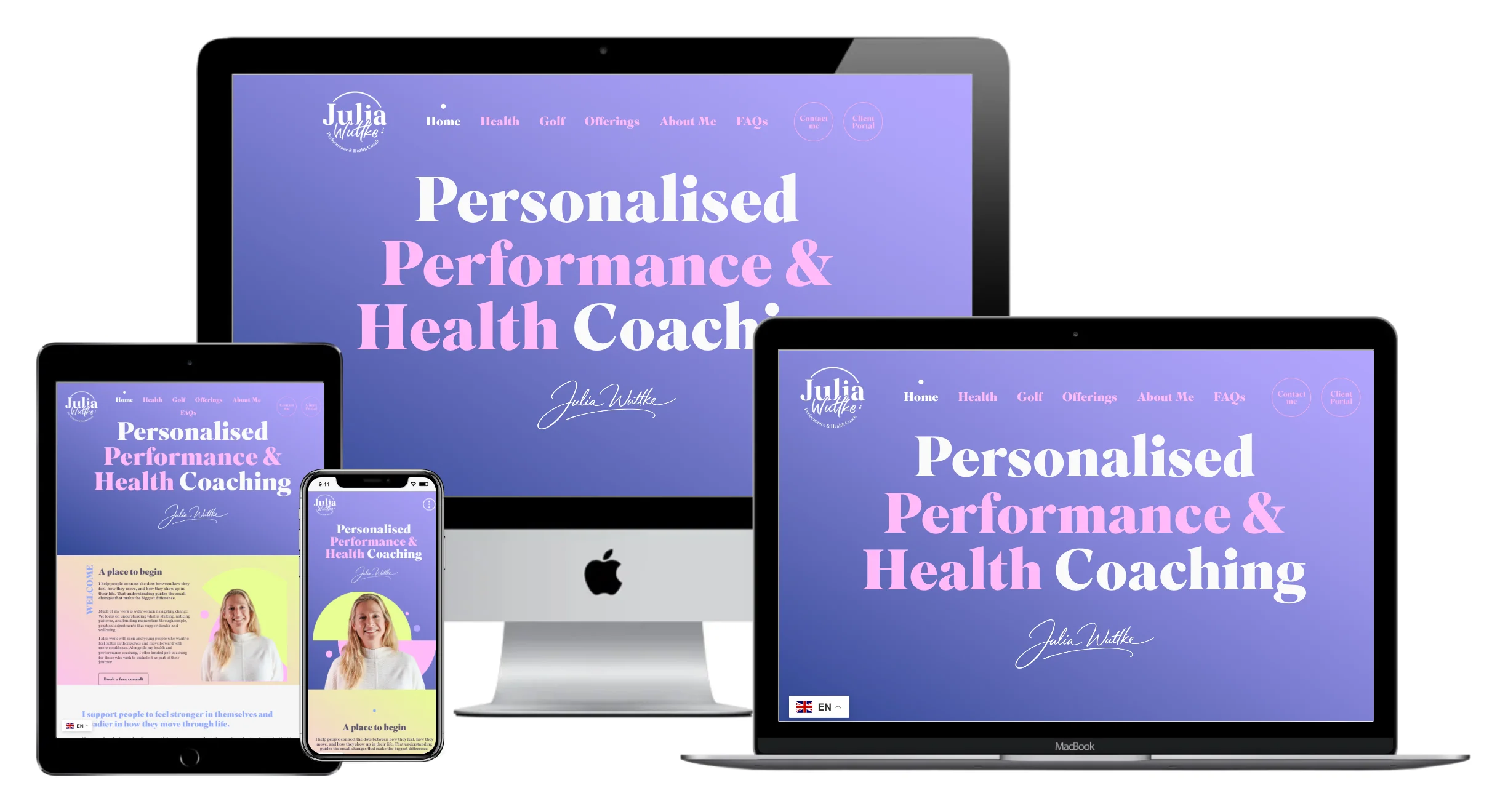 Feel Better Julia Wuttke health and golf coaching website screenshot