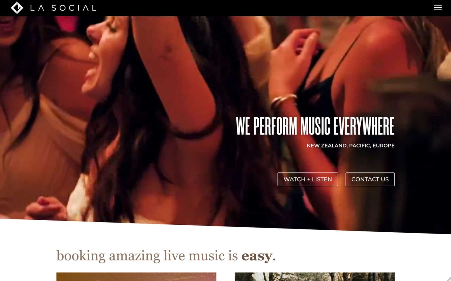 LA Social band website screenshot
